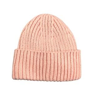 UGG Women's Pink Wool Blend Ribbed Knit Fold Over Cuffed Beanie Cap Hat Size S